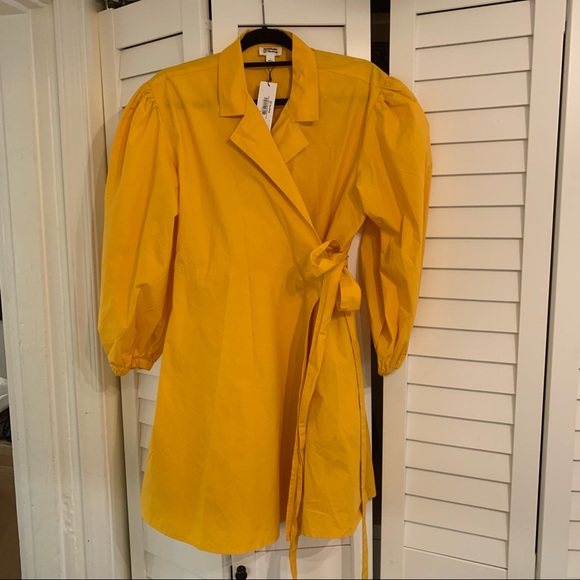 NWT Saffron Balloon-sleeve Wrap Mini Dress - Picture 2 of 3